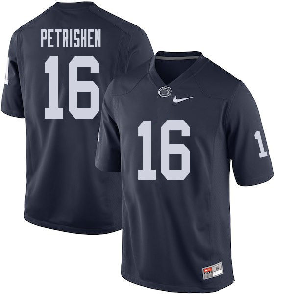 Men #16 John Petrishen Penn State Nittany Lions College Football Jerseys Sale-Navy